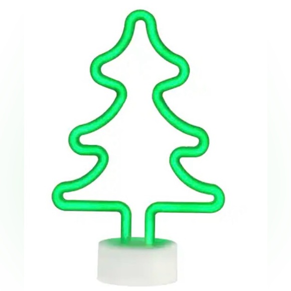 NWT 11” Battery Operated LED Light Up Neon Green Christmas Tree Decoration Light - Picture 3 of 14